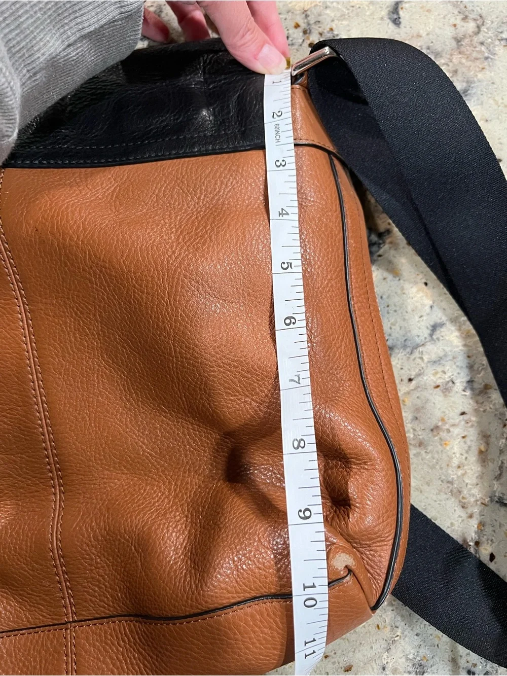 Coach Black and Brown Leather Messenger Bag with Hang Tag